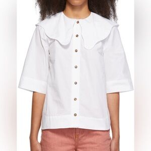 Ganni Scalloped Peter Pan Collar Shirt